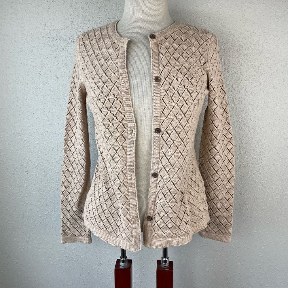 Charter Club Petite Loose Knit Cardigan Sweater Size S EUC
